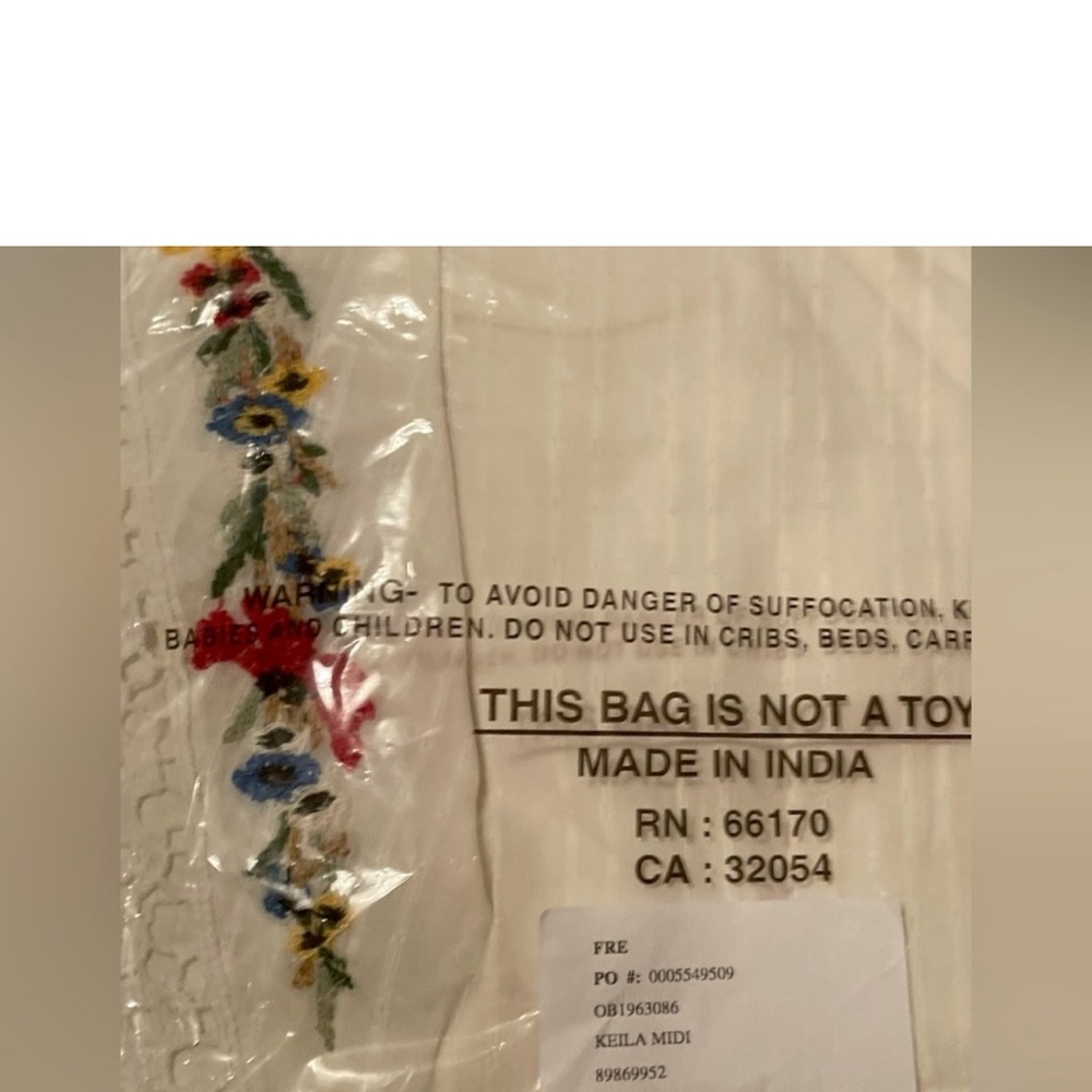 Free People White Embroidered Midi Dress with Red & Blue Floral Accents - Picture 10 of 10